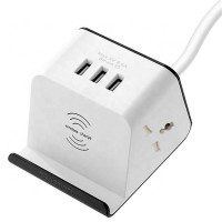 New Desktop Power Socket with Wireless Charger Power Strip,2 AC universal power outlet and 3 USB Desk Outlet Charging Station